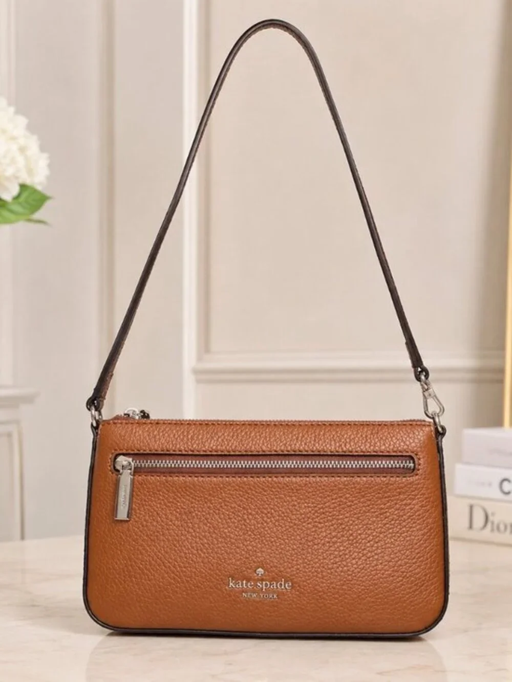 Kate Spade Pebbled Leather Convertible Crossbody Bag Brown Cognac NWT